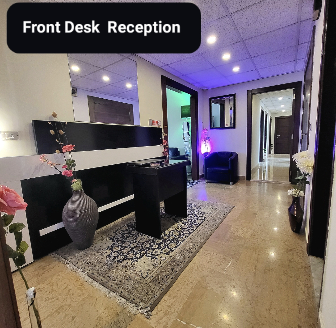 Reception and entrance of medical center